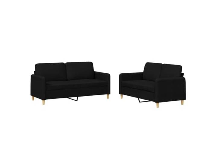 KUTYWEXFM 2-TLG Sofagarnitur mit Kissen Schwarz Polstersofa Set Modernes Polstermöbel Set für Wohnzimmer und Lounge, inklusive vier Kissen für hervorragenden Sitzkomfort beim Entspannen.
