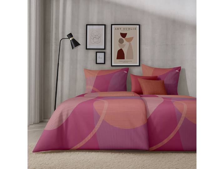 Housse de couette Mako Satin Graphics 135 x 200 cm + oreiller 80 x 80 cm Rouge
