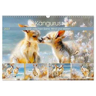 Kängurus. Spaß zwischen Sand, Wind und Wellen (Wandkalender 2027 DIN A3 quer), CALVENDO Monatskalender
