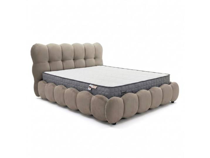 MENZZO Pack Lit-coffre design boule Bilbola + Matelas Bedream 160x200cm Velours Taupe - Velours Lit complet : L187 x P223 x H110 cm