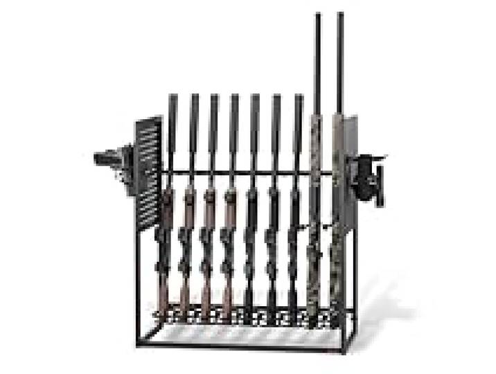 VEVOR Râtelier à Fusils Vertical Capacité 9 Armes Longues et 4 Pistolets, Support d'Armes à Feu sur Pied, pour Rangement Exposition Carabines Maison Garage, Porte Fusils avec Porte-chargeurs, en Acier