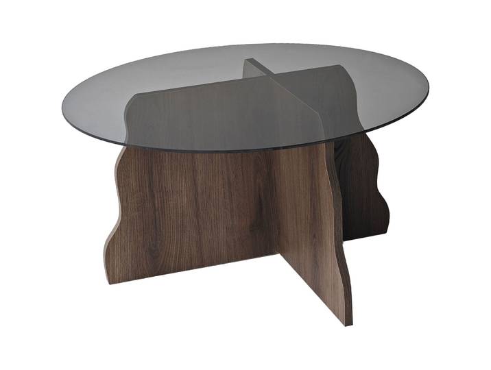 Salontisch Georis Nussbaum, Rauch 100 Prozent Hartglas/Holzwerkstoff B 75 T 75 cm - Material: 100% Hartglas/Holzwerkstoff - Salontisch