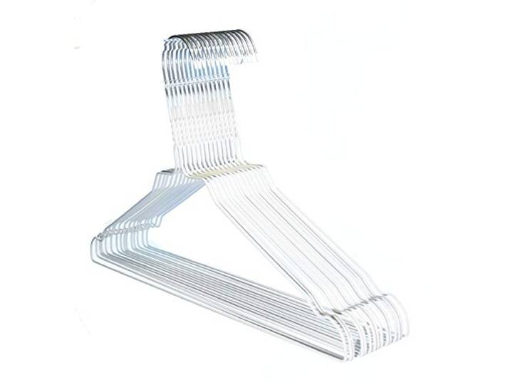 HAGSPIEL Kleiderbügel aus Metall, Drahtbügel aus hochwertige Zinkbeschichtung, mit Steg und Rockkerben (Weiß, 450 STK.)