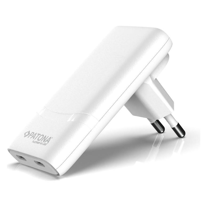 Patona GaN Flat PD 65W 2x USB-C White (65 W, 2 Ports) (2595)
