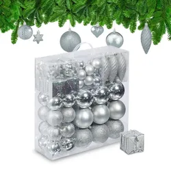 Relaxdays Weihnachtskugeln im 110er Set Silber