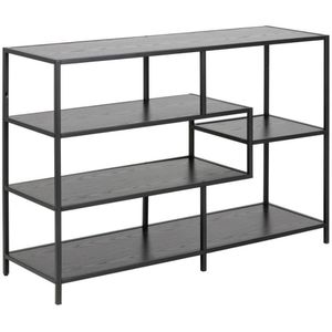 AC-Design Bücherregal Seaford, schwarz, aus Metall / Holz, 5 Ebenen, 114 x 78 x 35cm