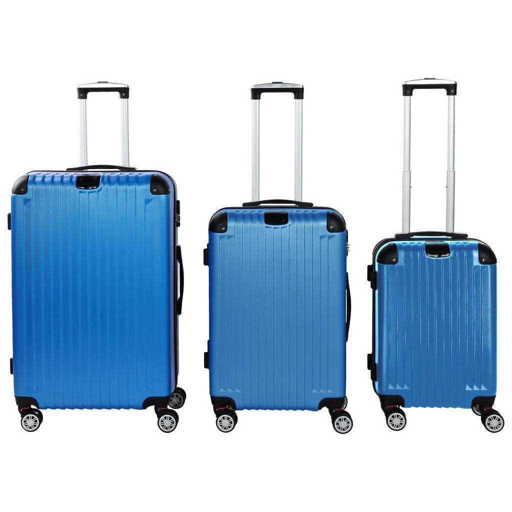 Novel Reisekofferset , Blau , Metall, Kunststoff, Textil , 3-teilig , 30x76x49 cm , Bsci , Zahlenschloss, 360°-Rollensystem, Tragehenkel, Netzfach , Freizeit & Co, Reisekoffer & Taschen