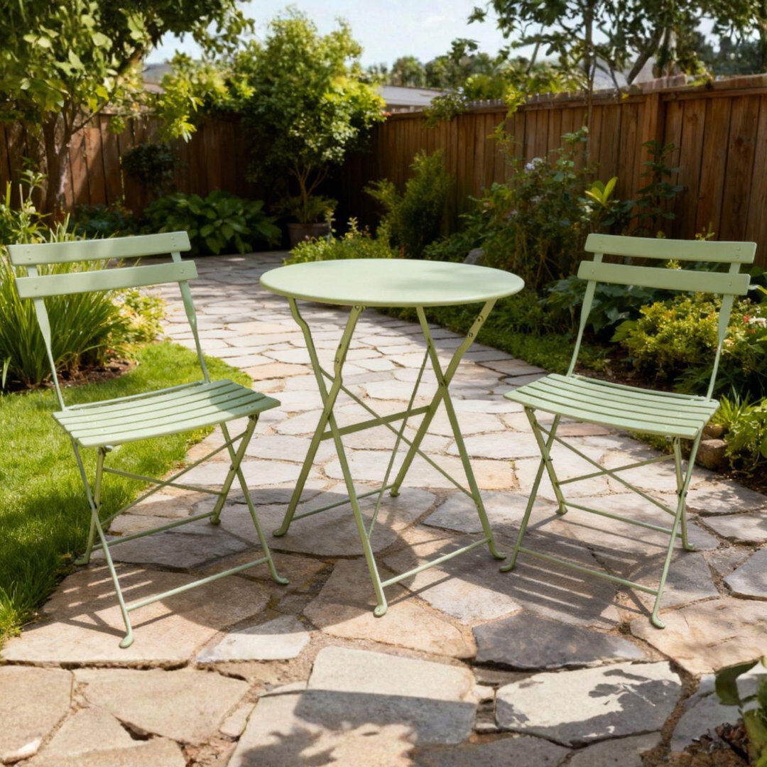 Marlow Home Co. Clifton 2 Person Patio Bistro Table and Chair Set Sage Green 2
