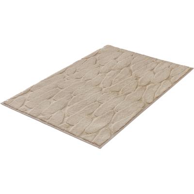 Badematte KLEINE WOLKE "»Tondo«, Badvorleger, Badezimmer Teppich", beige (seide), H:5mm, Polyester, Badematten, Badematte, Badteppich, Uni Farben, moderens Design, Hoch-Tief Effekt