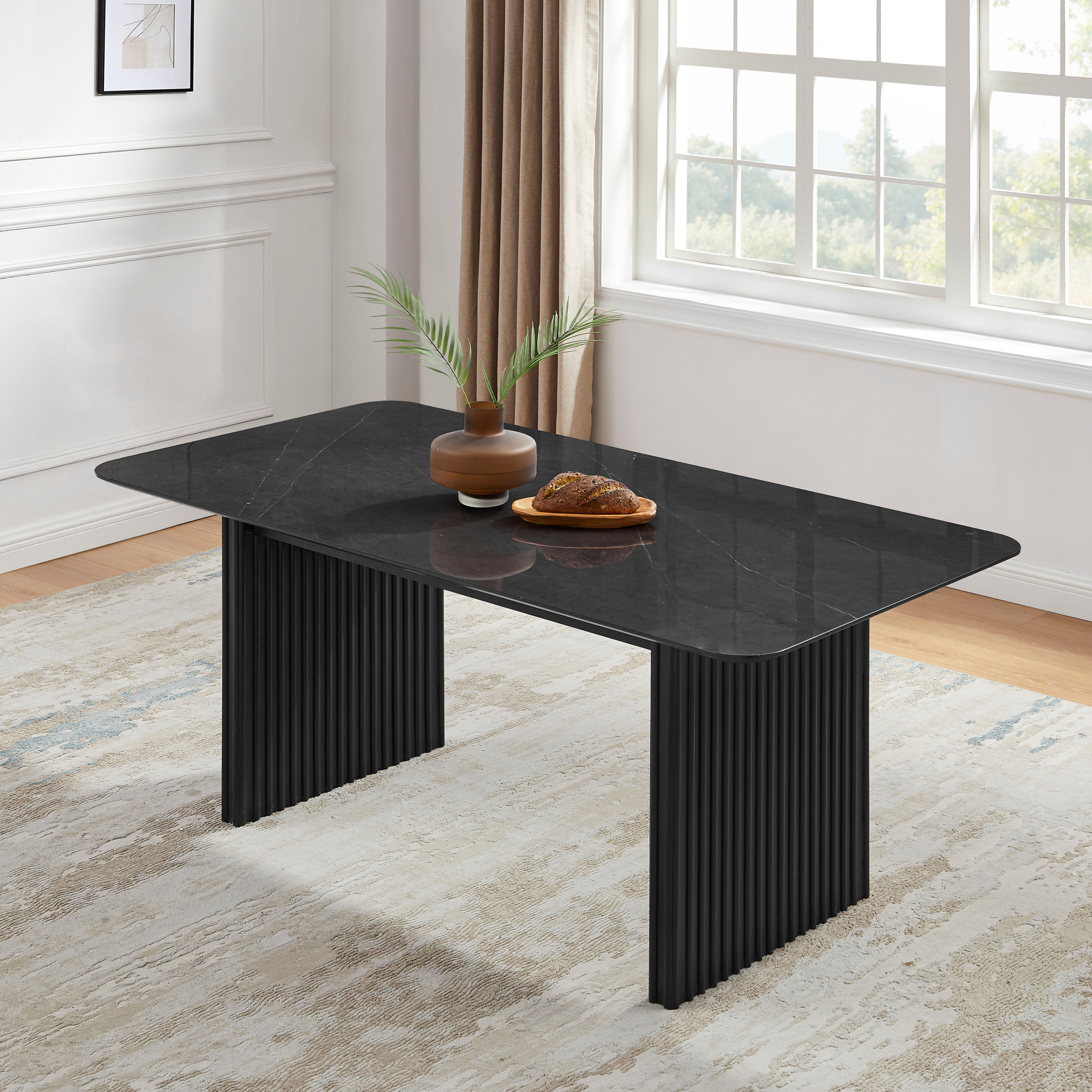 Esstisch OTTO HOME "Vorly", dunkelgrau, dunkelgrau, B:180cm H:76cm T:90cm, Tische, Esstisch, FSC-zertifizierte Esche, Schweizer Kante und pflegeleichte Oberfläche