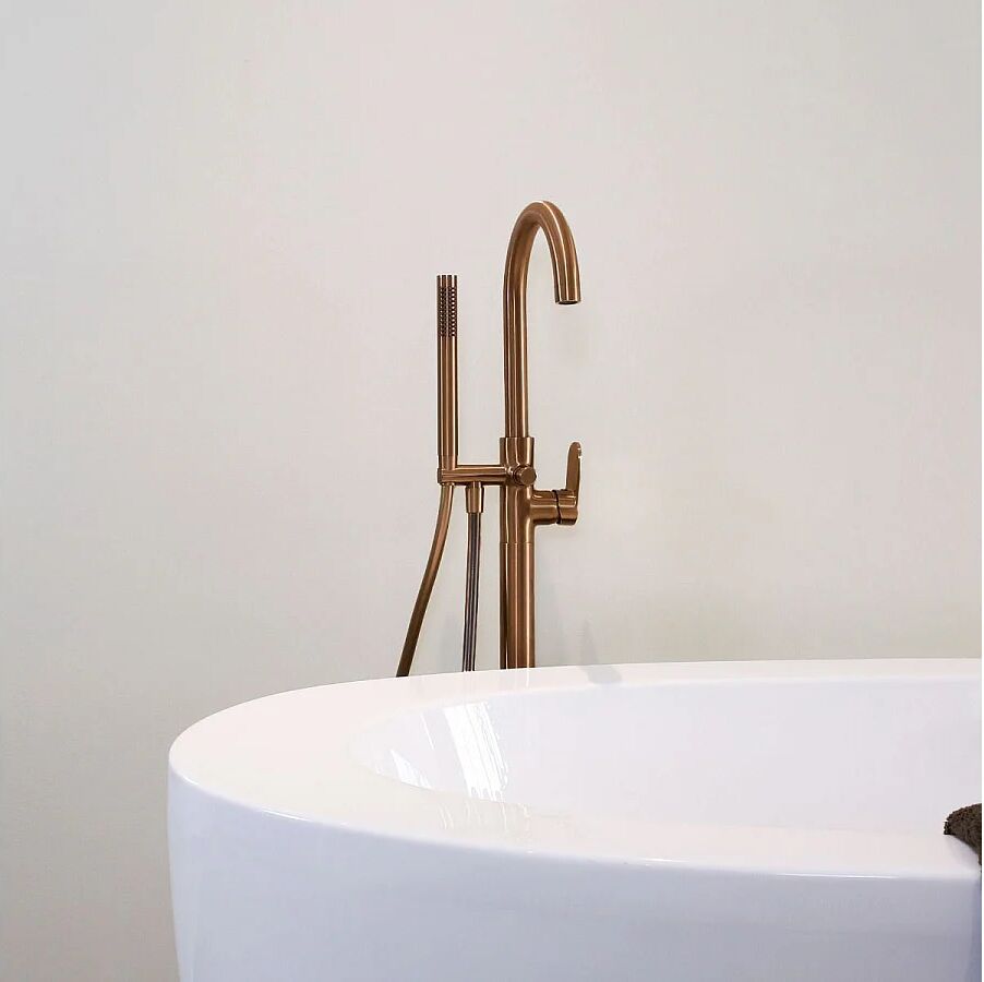 Charme II columna de suelo mecánica para bañera isla cobre cepillado Essebagno