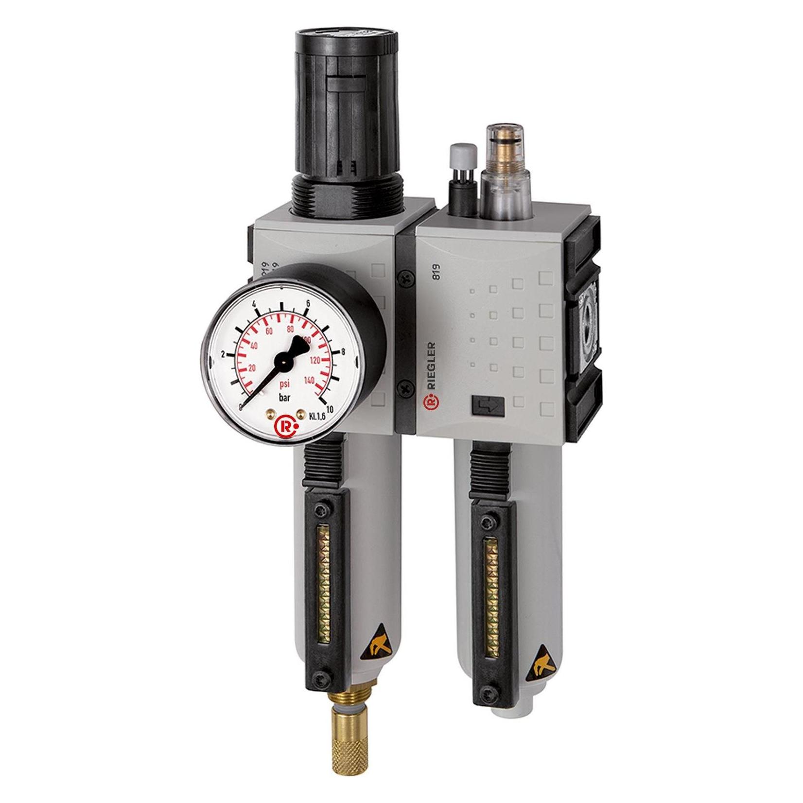 Riegler Wartungseinheit Futura 2 teilig mit Metallbehälter BG4 G1 0,5 bis 10... (FU 616-M-10)