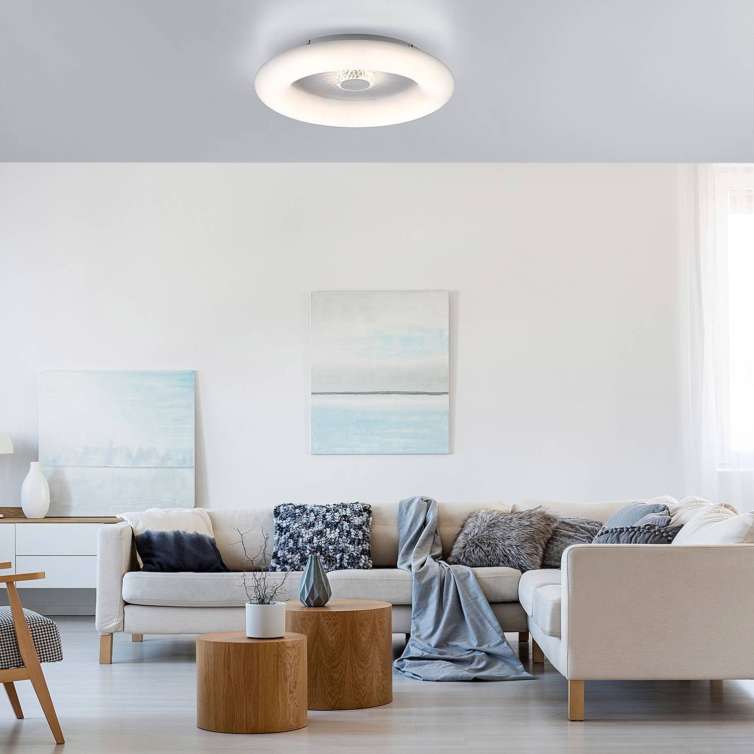 Just Light Ronde LED-plafondlamp Vertigo wit Ø 50cm