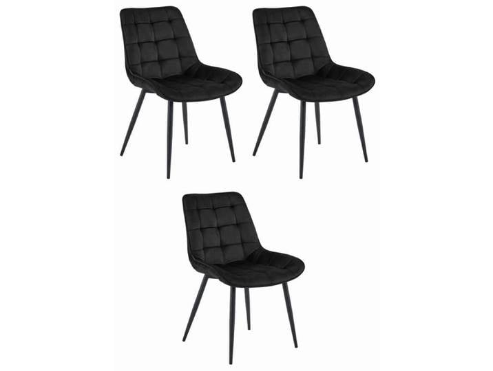 Chaise BERA - Velours Noir / Pieds Noirs x 3