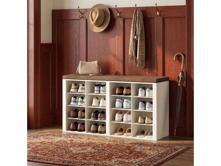 Banc à Chaussures 16 Compartiments Blanc