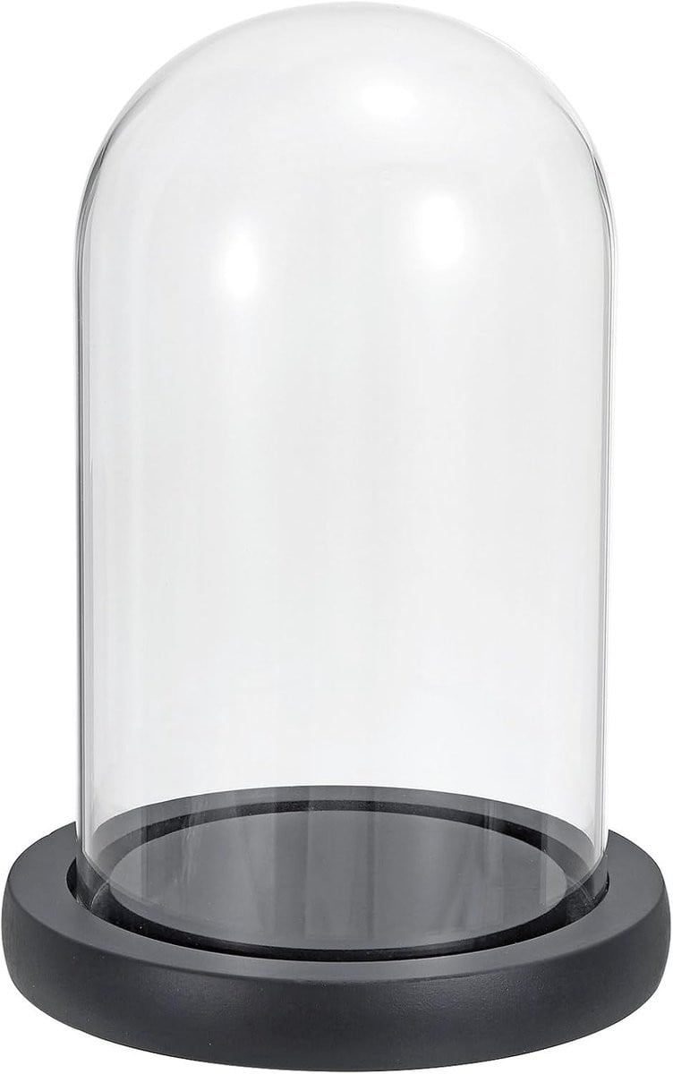 Glazen Stolp met Houten Basis - Decoratieve Glazen Koepel van Borosilicaatglas