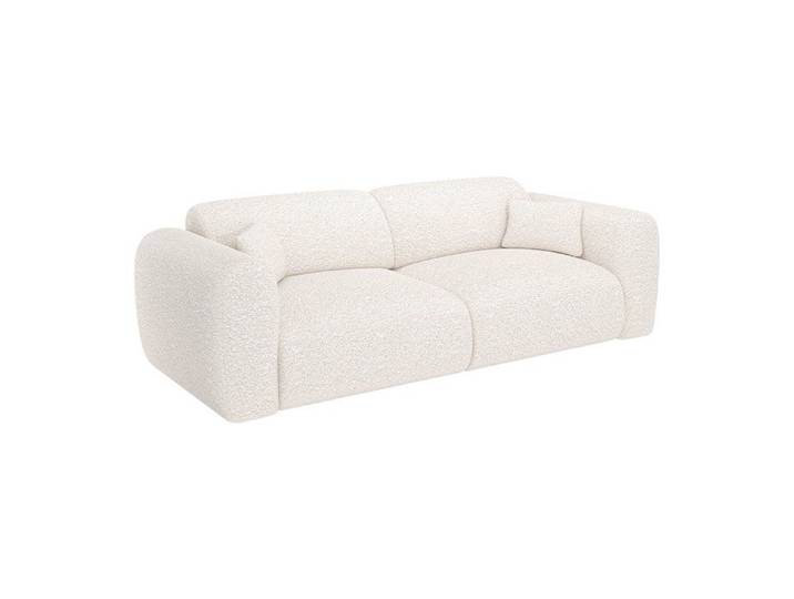 Canapé 4 places convertible en tissu bouclette blanc POGNI de Maison Céphy