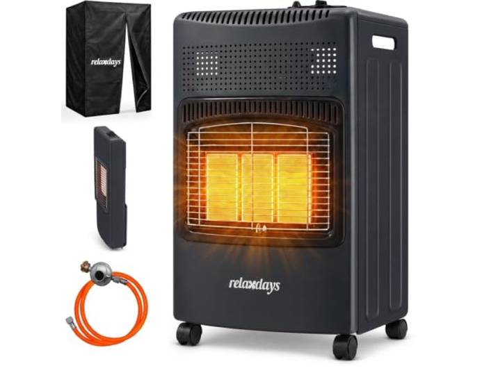 Relaxdays Chauffage au gaz\, noir 3 plaques\, 1500-4200 W\, intérieur/extérieur\, roulettes\, bouteille de gaz