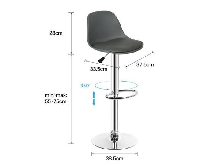 Lot de 2 Tabourets de Bar - Viyiduo - Confortable - Gris