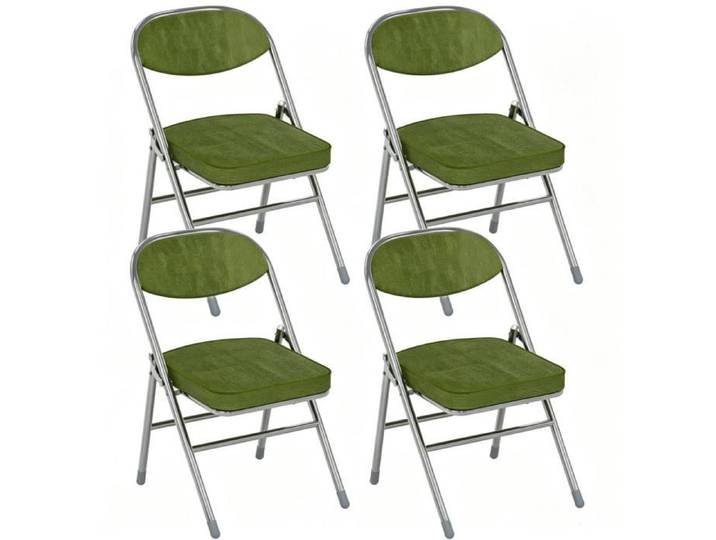 MIPAN.Lot De 4 Chaises Pliantes En Velours Côtelé - 41*41*78 CM - Vert - Événement Réunion Formation Concert