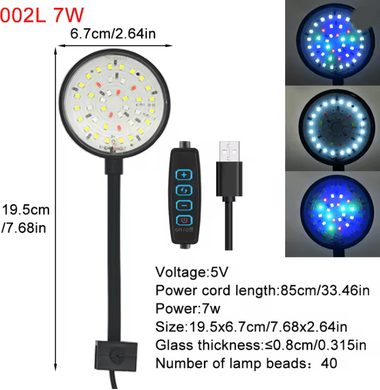 Inspire Essentials AquaGlow USB Aquarium LED Lamp Clip On Full Spectrum Dimmable Light For Fish Tanks And Aquatic Plants 002l