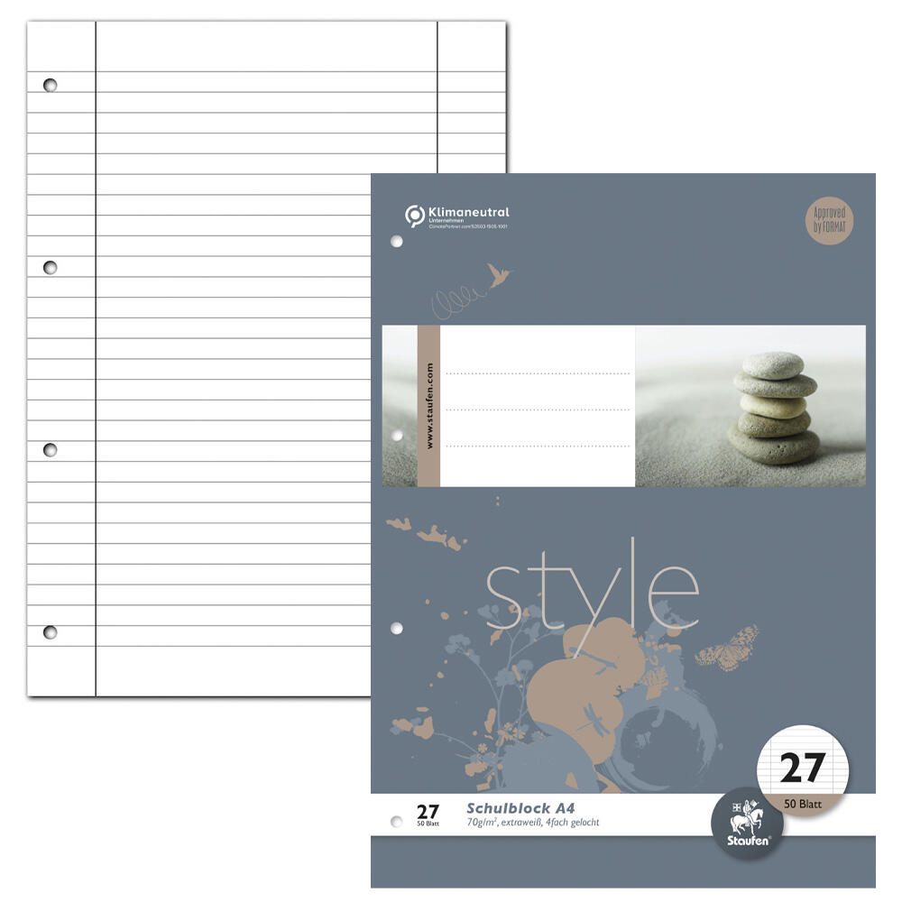 Staufen® Style gelocht Briefblöcke DIN A4 liniert 040450027