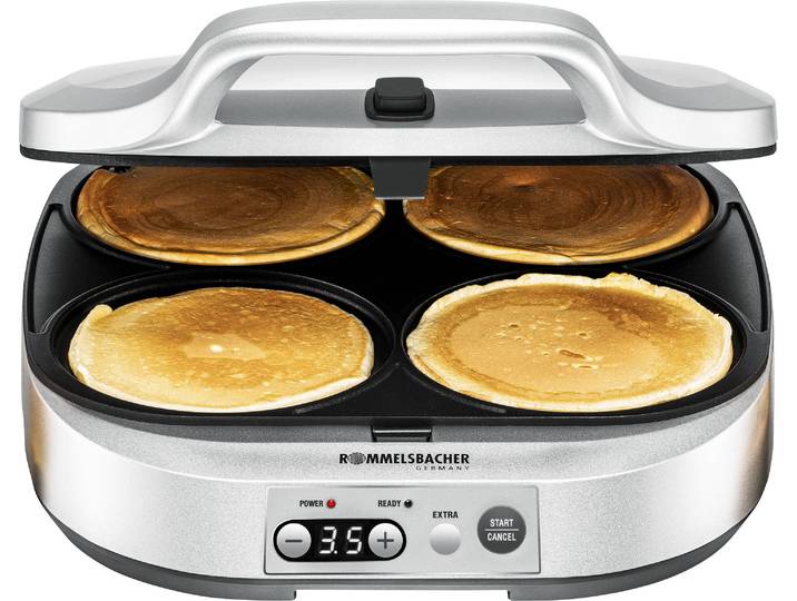 ROMMELSBACHER Waffeleisen PC 1800 Pancakemaker für süße oder würzige Pancakes , silber, B:36,5cm H:13cm T:31,5cm, Waffeleisen, Waffeleisen