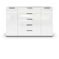 Kommode Flipp Glas Braun, Weiß Eiche /