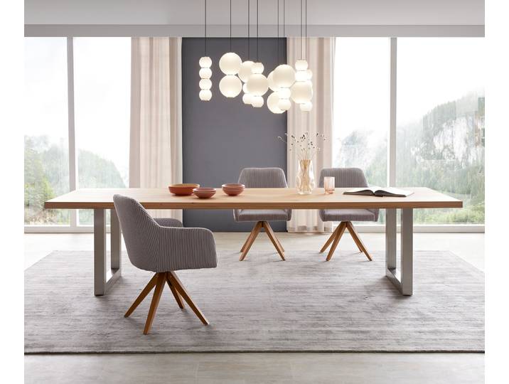 Eettafel Edge 300x100 eiken natuur roestvrij staal breed