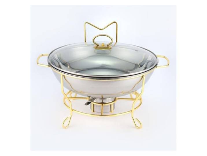 Runde Chafing Dishes mit seitlichen Haken for Buffet Buffetherd Chafing Dish-Buffet-Set aus Edelstahl for jedes Party-Restaurant, Hotel(4L)