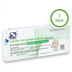DeepBlue 5 Stück Deep Blue Laientest (Nasaltest) Covid-19 Selbsttest Schnelltest - Einzel Verpackt