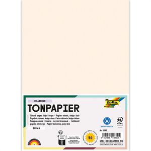 Folia Tonpapier 6343, A3, hellbeige, 130g/m², 50 Blatt