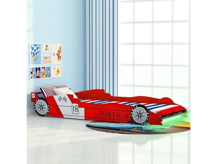 Lit voiture de course pour enfants - VVMEUBLE - Moderne - 90 x 200 cm - LED Rouge - 1 place