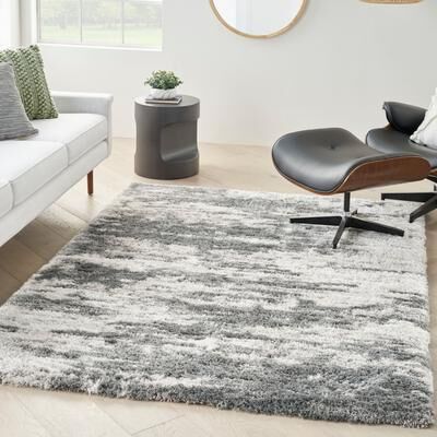 "Nourison Luxurious Shag 1.25"" Plush Contemporary Abstract Area Rug"