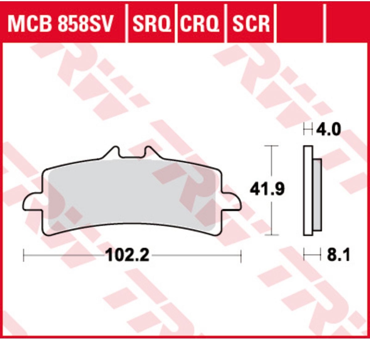 Bremsbelagsatz TRW MCB858SCR ohne Straßenzulassung
