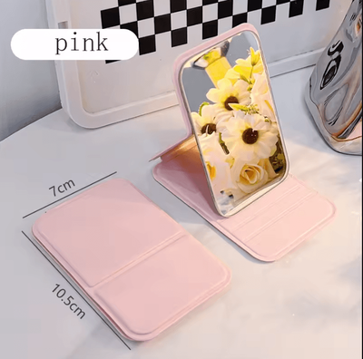Inspire Curations Personalized Folding Desktop Makeup Mirror pink