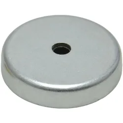 18 Ferrit-Topfmagnete mit Bohrung und Senkung 40 mm | Ferrit, Stahl, silber