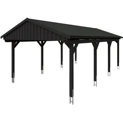 Skan Holz Fichtelberg - Satteldach Einzelcarport Breite 423 cm Gr. 2 - 423 x 808 cm Dachschalung mit Dachschindeln (schwarz) anthrazit Holzcarport