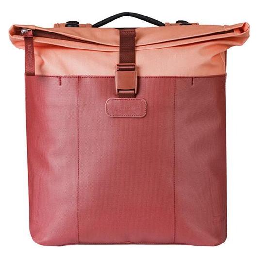 Basil VIVE Doppeltasche, Burgundy/ Pink, MIK-Systemträger (inkl. MIK 2.0 Platte), Wasserdicht (35 l, Gepäckträgertasche) (B18521-bordeaux/rosé)