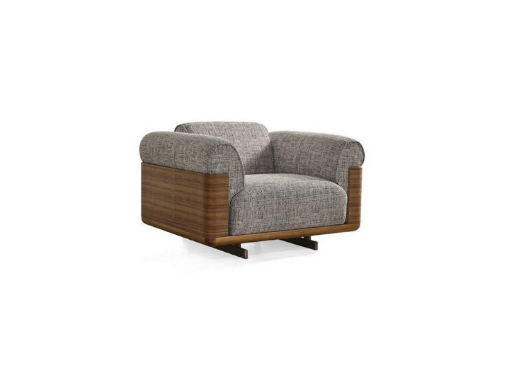 JVmoebel Loungesessel Eleganter grauer Stoff-Ohrensessel mit Holzfüßen (Packung, 1-St., 1x Sessel), Made in Europa