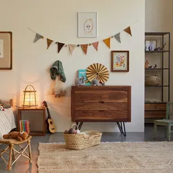 Kinderkommode Bonnie aus Sheesham-Holz, mit 3 Schubladen