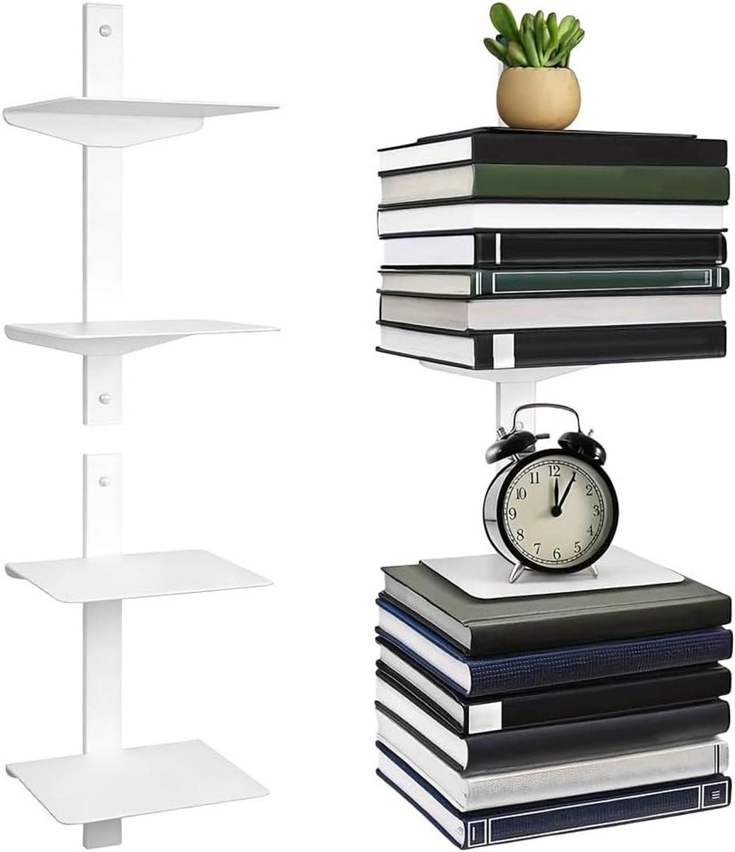 Set van 2 Zwevende Boekenkasten - Onzichtbare Boekenplank - Wit