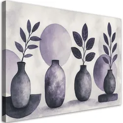 LEINWANDBILD Vasen Blätter Aquarell Violett 100x70cm