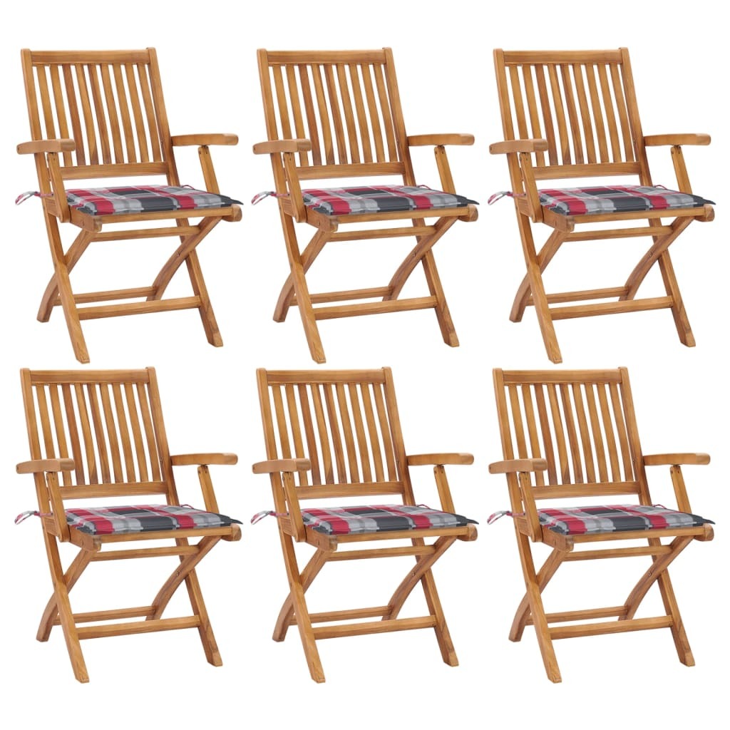Maison Exclusive - Klappstühle mit Kissen, 6-teilig, Massivholz Teakholz