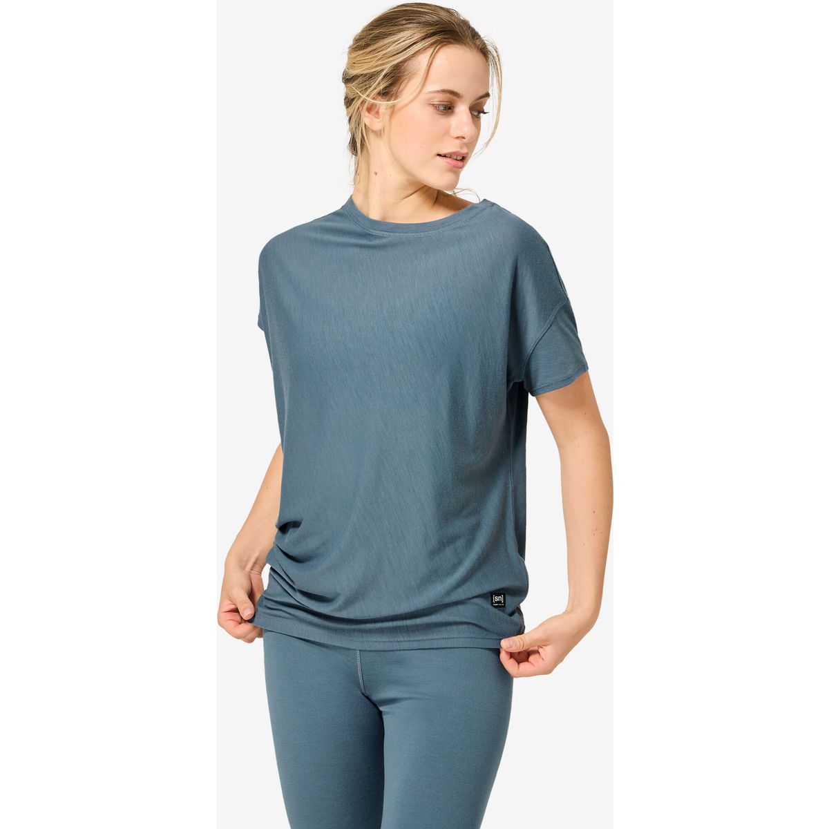 Super.Natural W Yoga Loose Tee stormy weather (63I) XS SNW01347063IXS