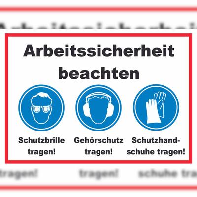 HB-Druck Arbeitssicherheit Augen Ohren Hände Schild A3 Rückseite selbstklebend