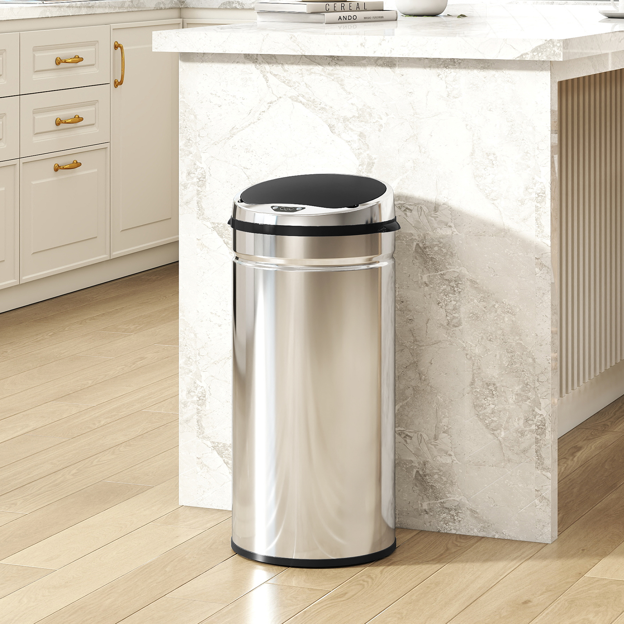 Homcom Pattumiera automatica con sensore e secchio da 42 L, nero e argento   Aosom Italy