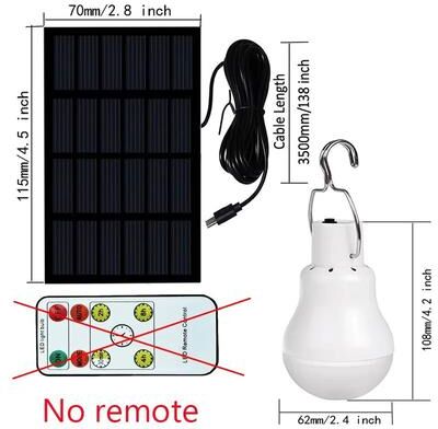 Inspired Finds USB Solar Rechargeable Portable Emergency LED Bulb For Camping Hiking Garden Outdoor no Remote 2pcs