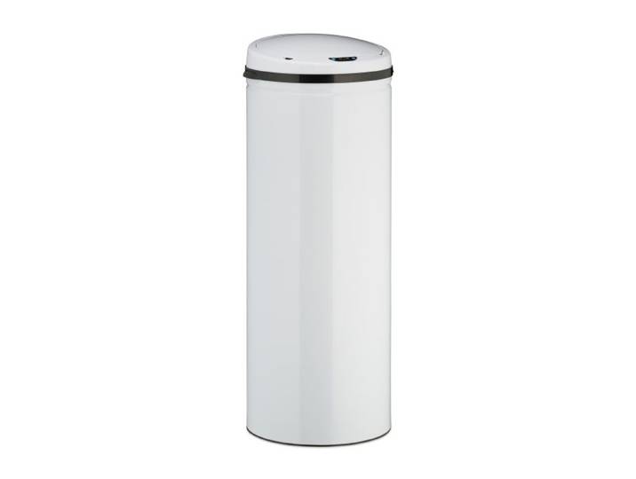 Relaxdays Poubelle avec senseur 50 l blanche