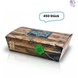 Snack-Box groß 450 Stk, to go, take away, kompostierbar, rustikales Holzmotiv, fett- und feuchtigkeitsabweisend